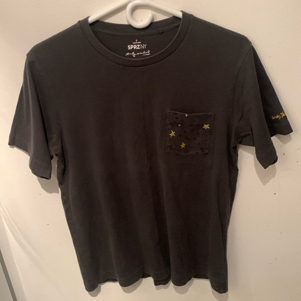 Fantastic Uniqlo Andy Warhol Pure Soft Cotton Tshirt w/ starry front pocket SZ S